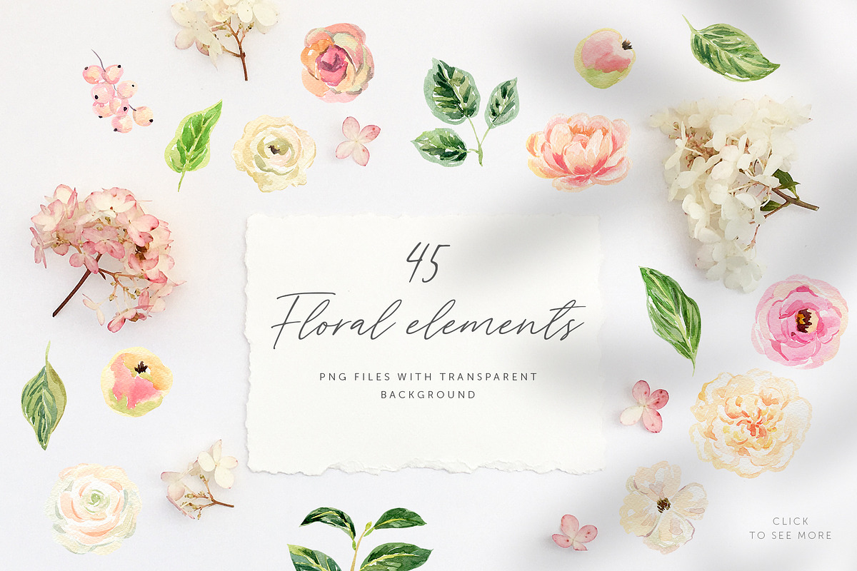 Julia Watercolor Floral Collection, an Illustration by OJardin (Photo 6 of 7)