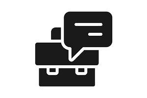 Briefcase with speech bubble black, a Solid Icon by IMG Visuals