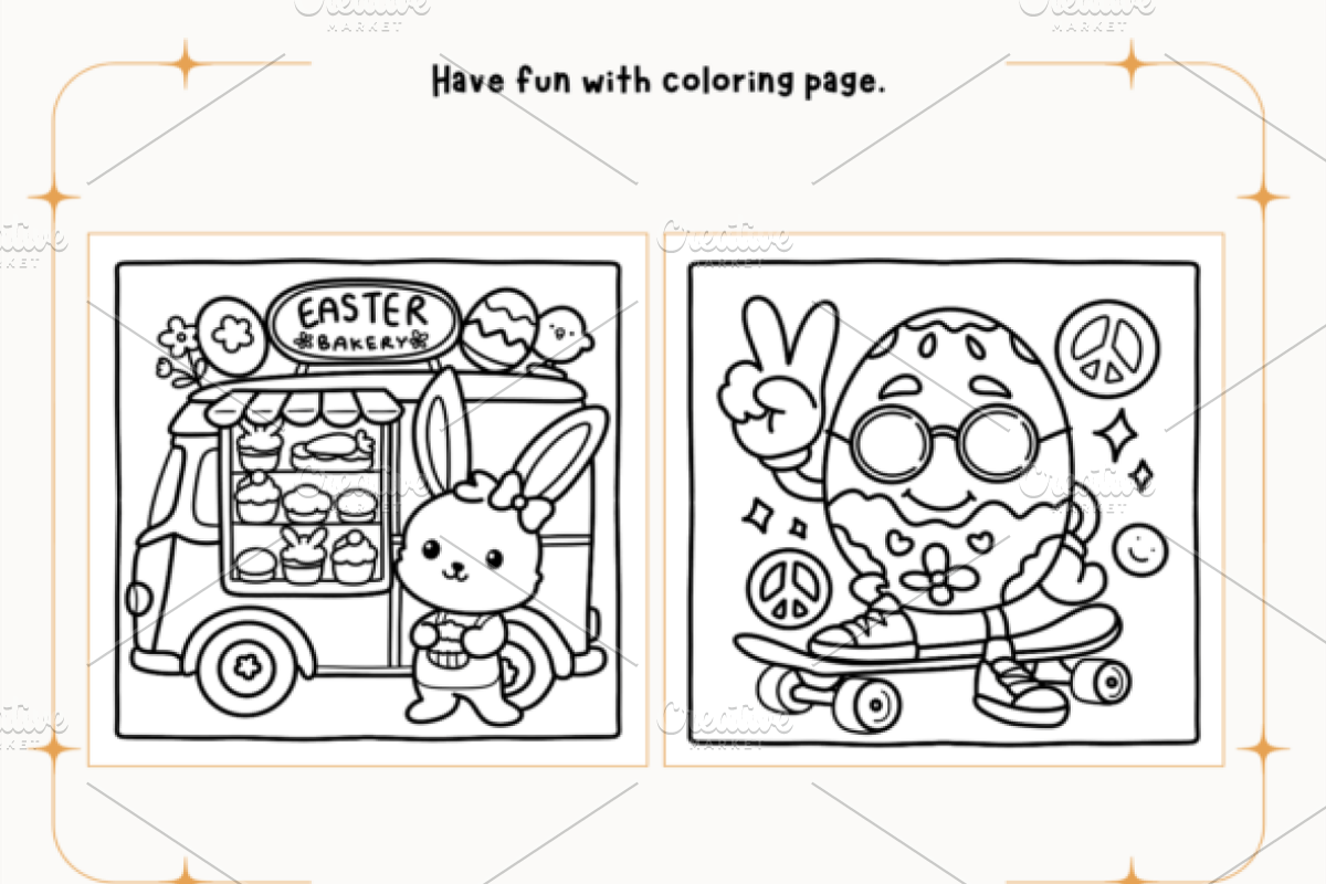 Groovy Easter Coloring Pages, a Seasonal Illustration by Design Station (Photo 2 of 4)