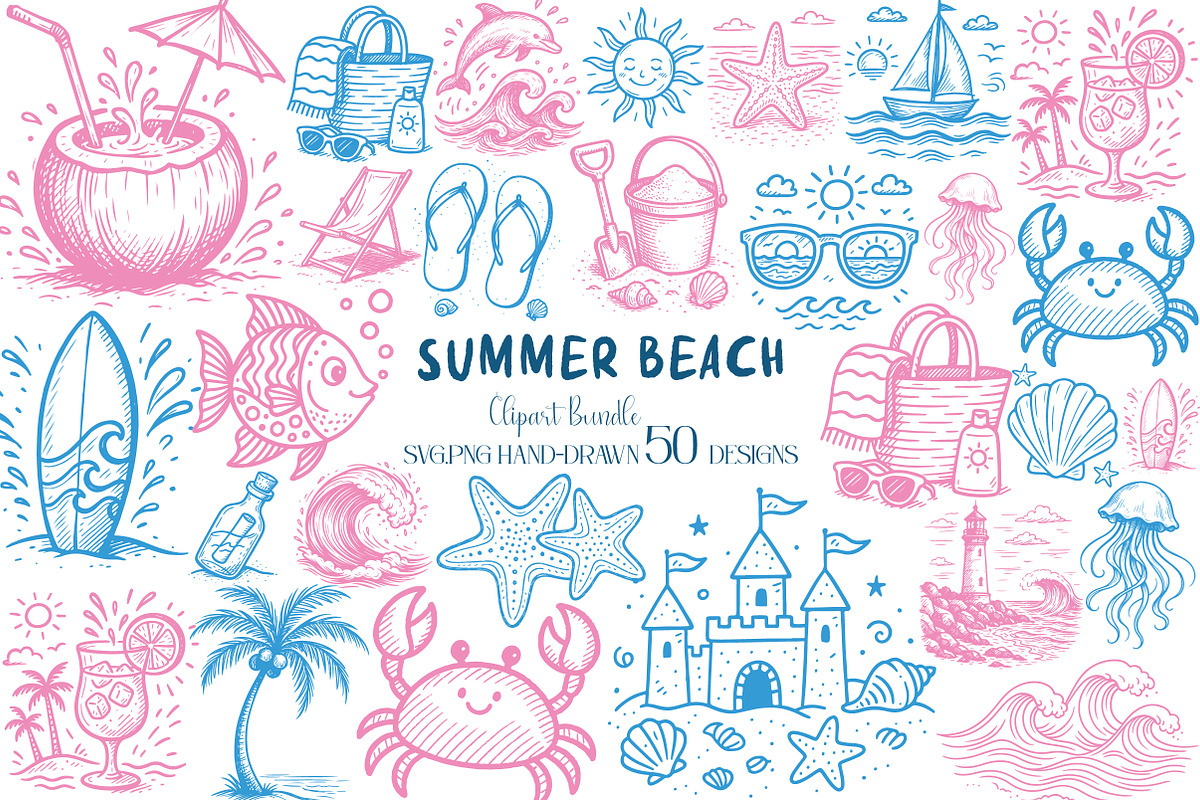 Summer Beach SVG PNG Hand Drawn Bund, an Illustration by Daily.Designs (Photo 1 of 4)