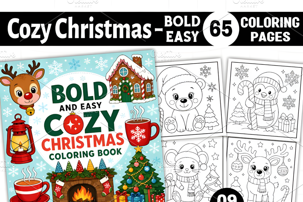 Cozy Christmas Bold Easy Coloring, a Seasonal Illustration by Coco Bloom (Photo 1 of 3)