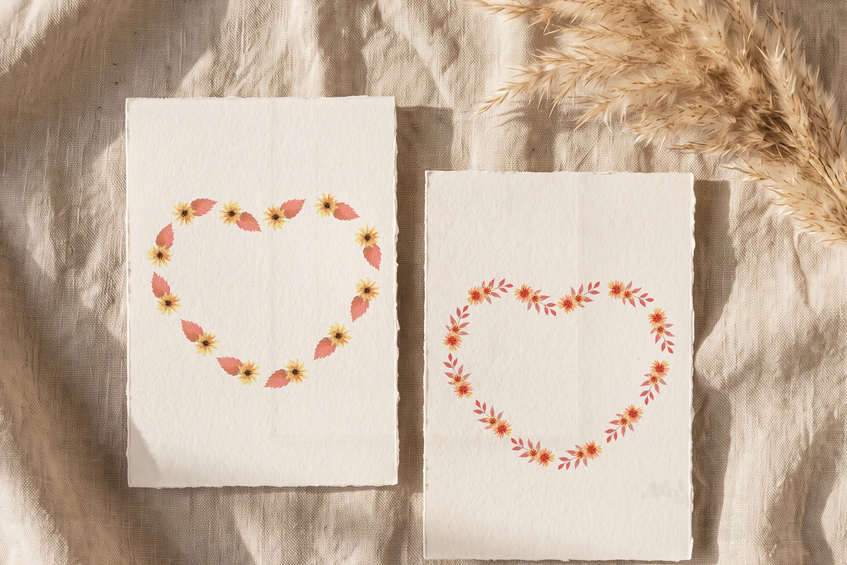 Fall Floral Heart Frames PNG, an Object Graphic by Nadia Semyroz (Photo 3 of 5)