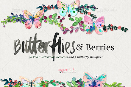 Butterflies & Berries Watercolors