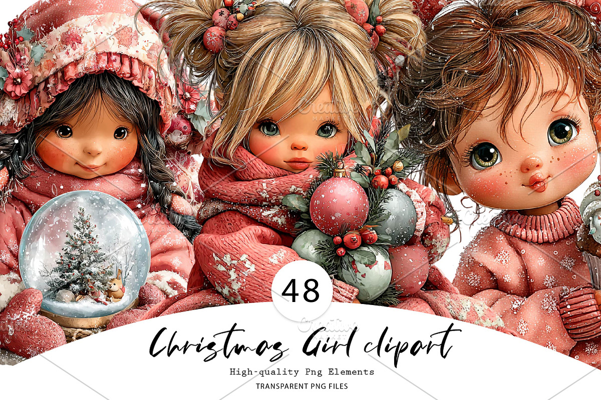 Christmas Girl clipart, a Seasonal Illustration by CreationArt (Photo 1 of 7)