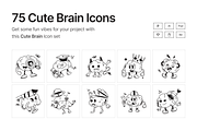 Cute Brain Icons, a Solid Icon by Prosymbols (Thumbnail 1 of 6)