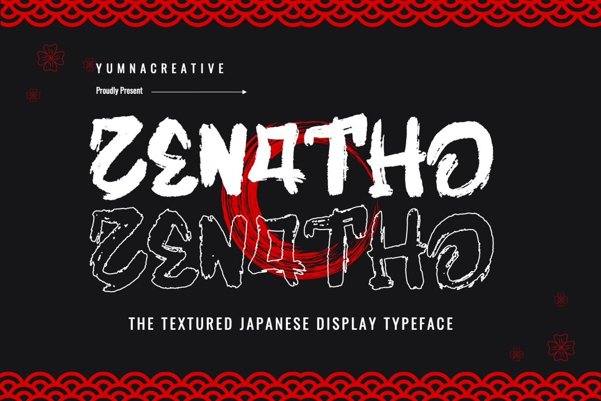 Zenatho - Textured Japanese Font, a Handwritten Font by Dhabee (Photo 1 of 13)