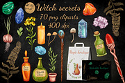 Witch secrets clipart set, an Education Illustration by Mrs.Swan_Design (Thumbnail 1 of 8)