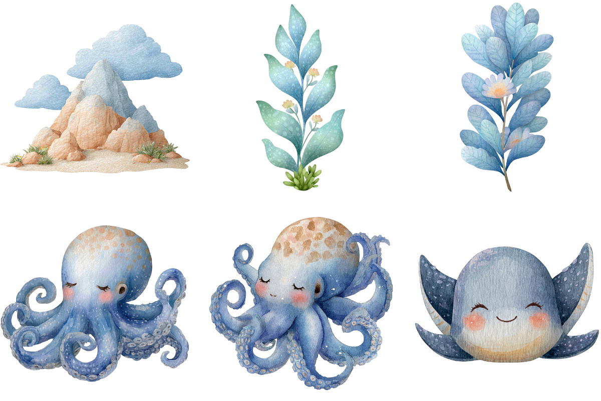 Undersea watercolor clipart, an Illustration by Sublimation Artist (Photo 6 of 7)