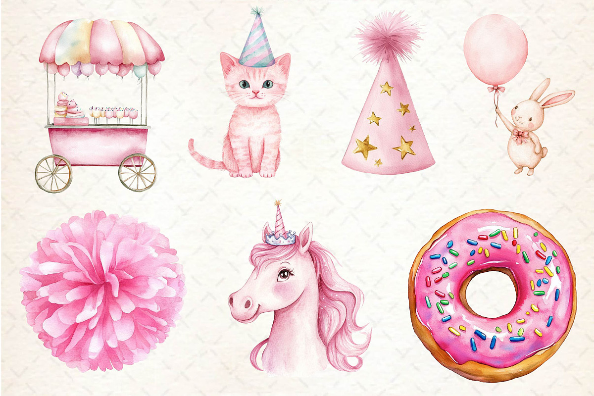 Pink Kids Birthday Clipart, an Illustration by Dream Creation (Photo 4 of 5)