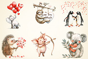 Funny Valentine's Animals Clipart, a Work Illustration by OK Design (Thumbnail 3 of 3)