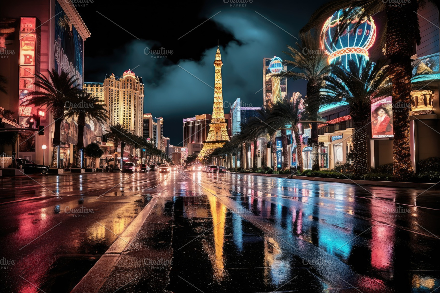 Night view of Las Vegas strip in Nev, a Photo by Iftikhar Alam