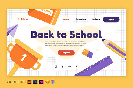 Back to School - Web Illustration, a Landing Page Template by SlideFactory