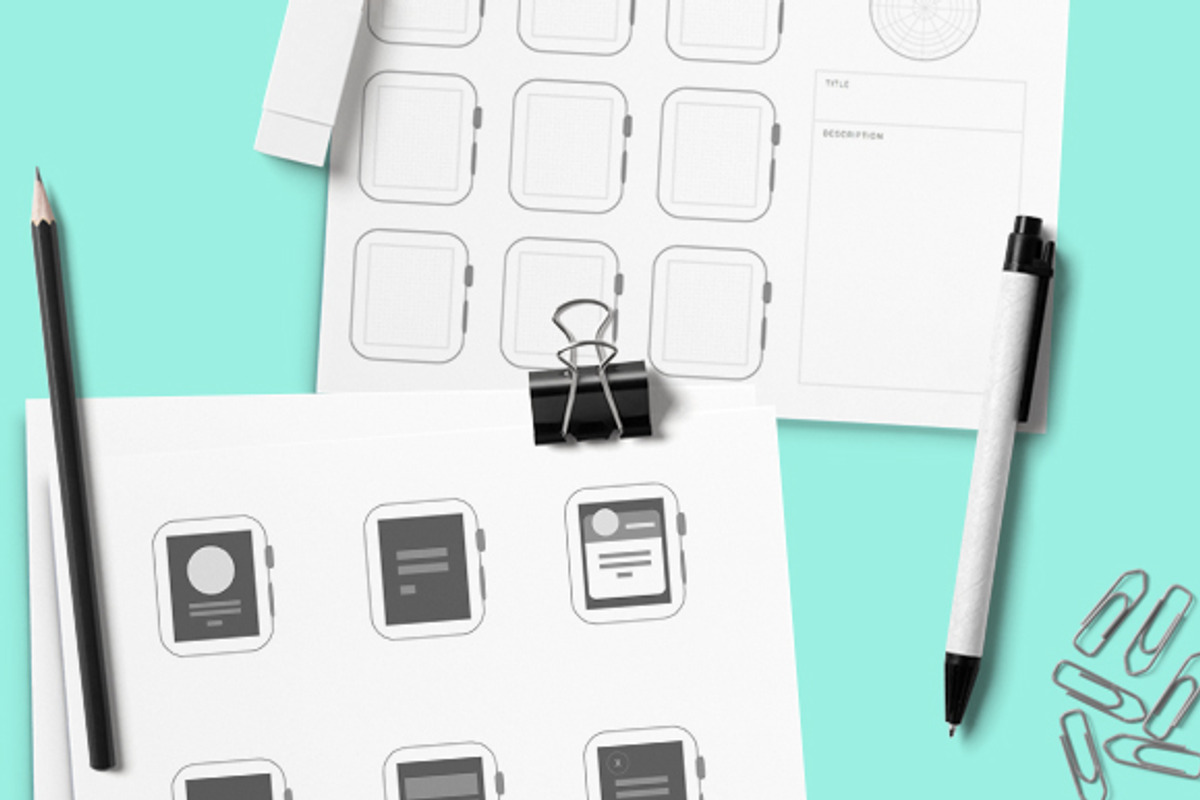 Apple Watch Sketchpad And Wireframe, a Wearable Device Mockup by dmitriythomas (Photo 2 of 4)