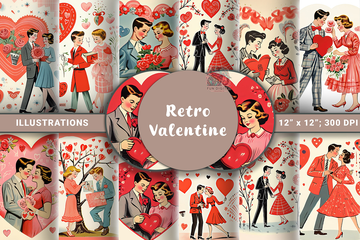 1960s Love Charm - Retro V-Day Art, an Illustration by Fun Digital (Photo 1 of 5)
