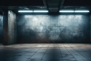 Blank Concrete Wall Mockup In Dark U