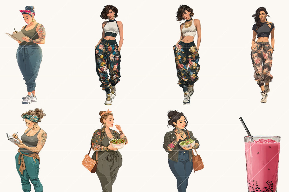 Curvy Woman Fitness Clipart, a Person Illustration by Design Scotch (Photo 2 of 8)