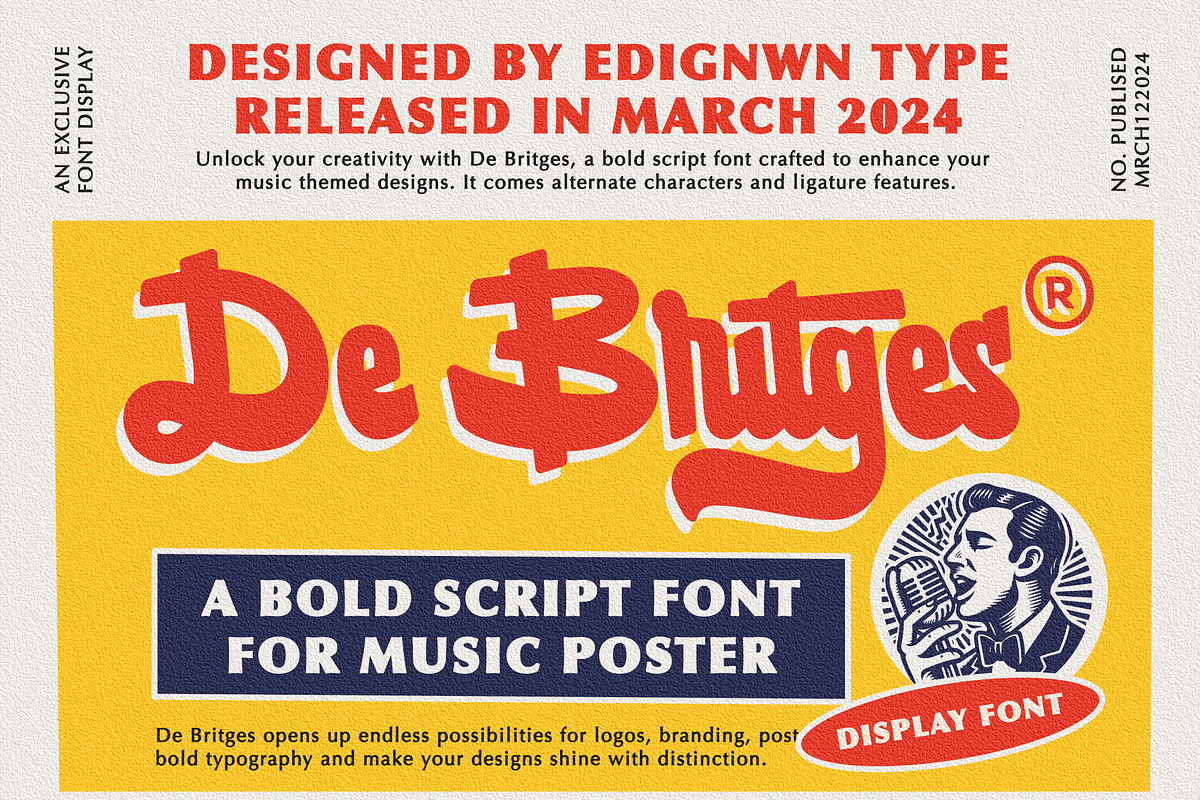 De Britges - Retro Bold Script, a Script Font by Edignwn Type (Photo 1 of 8)