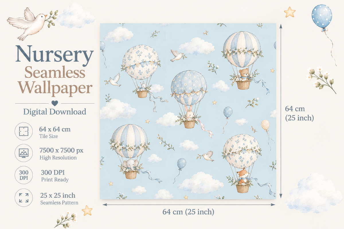 Cute Animals Nursery Wallpaper, a Wallpaper Graphic by by creative paper (Photo 3 of 12)