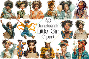 Little Girl Juneteenth Clipart, an Illustration by DreamPrint404