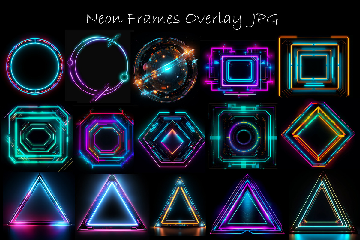 Neon Frame Overlays JPG ,Overlays, a Background Graphic by Chipshpow Graphics (Photo 13 of 13)