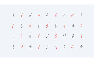 Lightnings different shape icons, an Object Illustration by Lemberg Vector