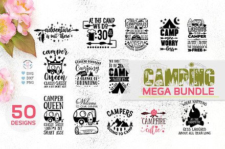 Camping Cut Files Bundle, a Seasonal Illustration by Graphic House Design P.C
