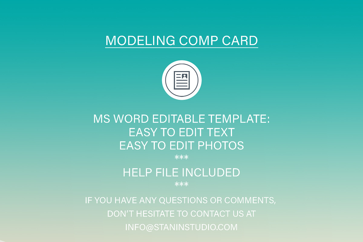 Modeling Comp Card Template Word, a Stationery Template by Stanin Studio (Photo 5 of 5)