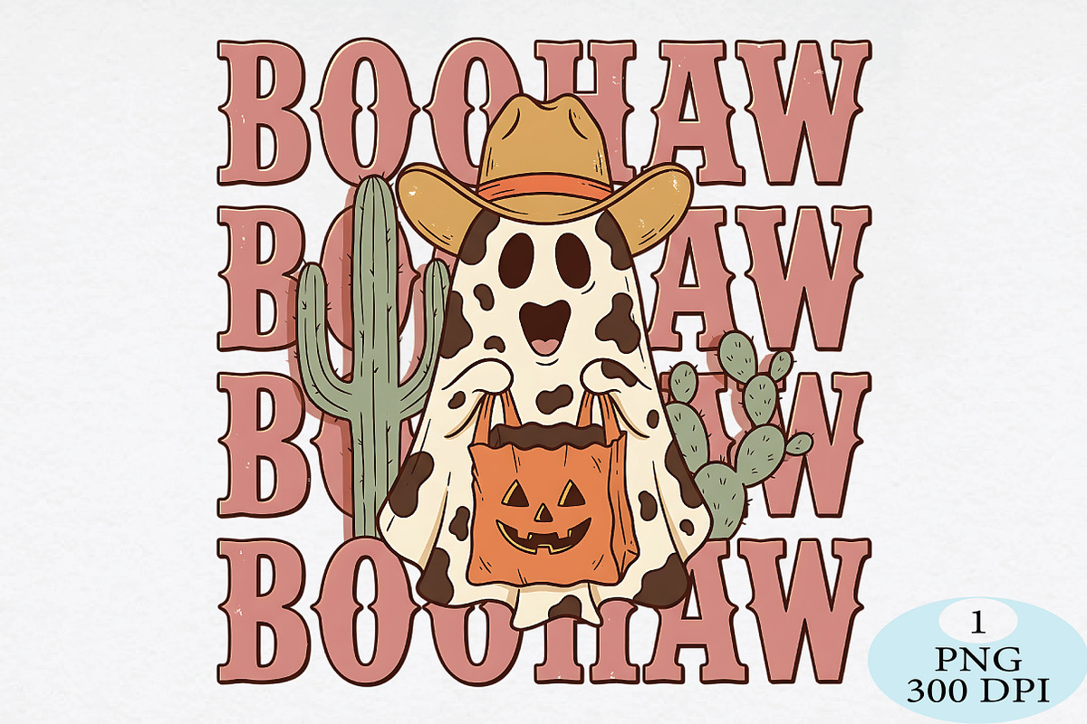Boohaw Cowboy Ghost Halloween PNG, a Seasonal Illustration by Daily.Designs (Photo 1 of 5)