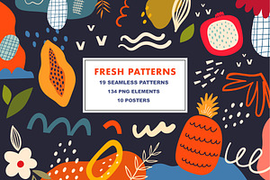 Fresh seamless patterns + posters
