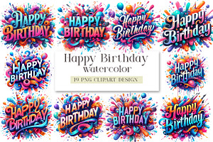 Happy Birthday Png Bundle, a Seasonal Illustration by DreamArtGraphic
