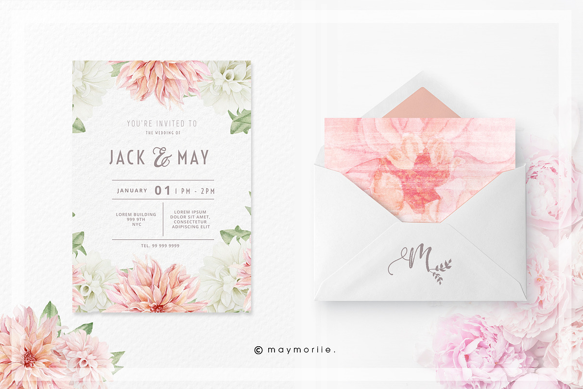 BlushPink Watercolor Floral Clipart, an Illustration by May • SHO (Photo 4 of 15)