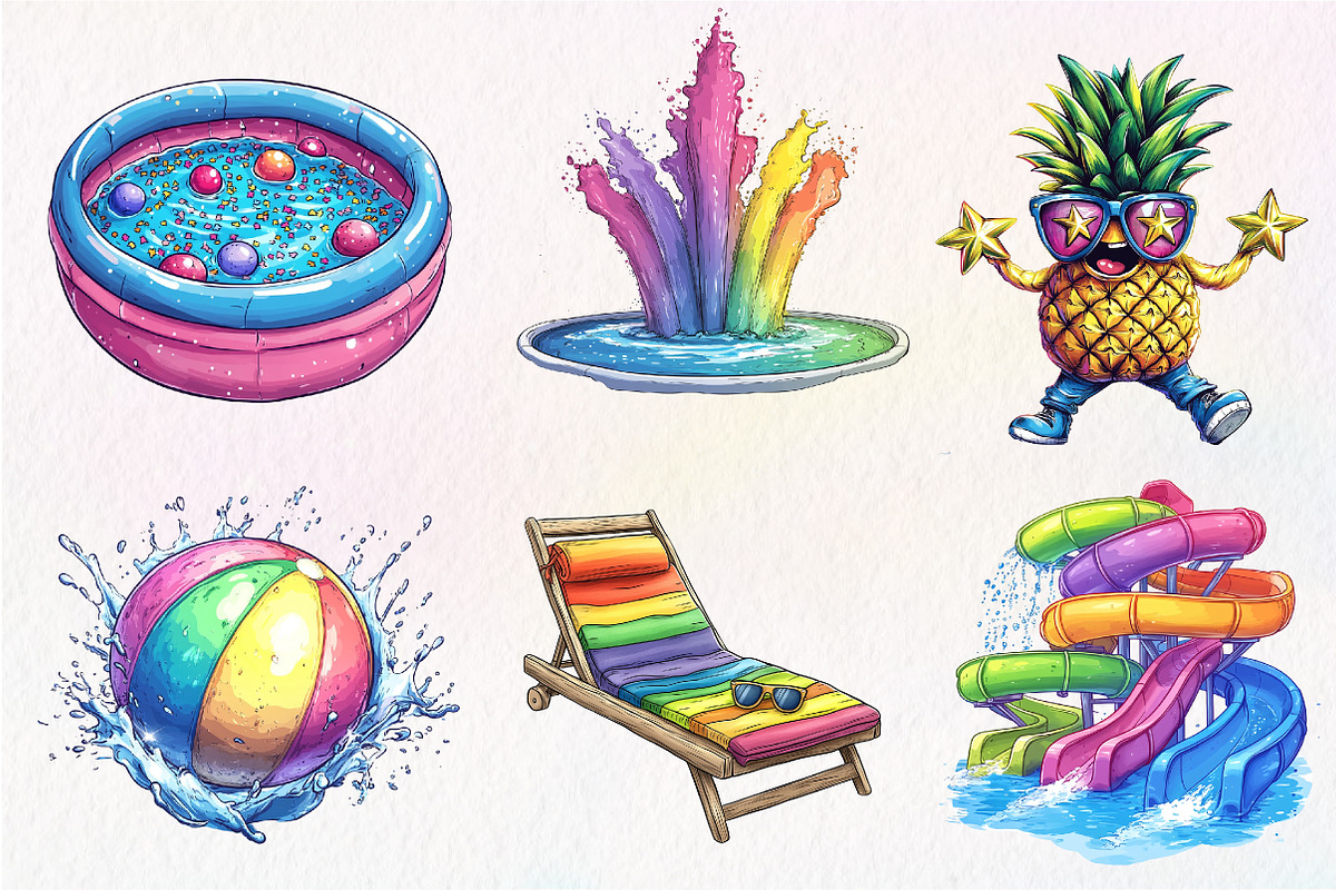 Colorful Pool Party Clipart, an Illustration by CreationArt (Photo 5 of 5)