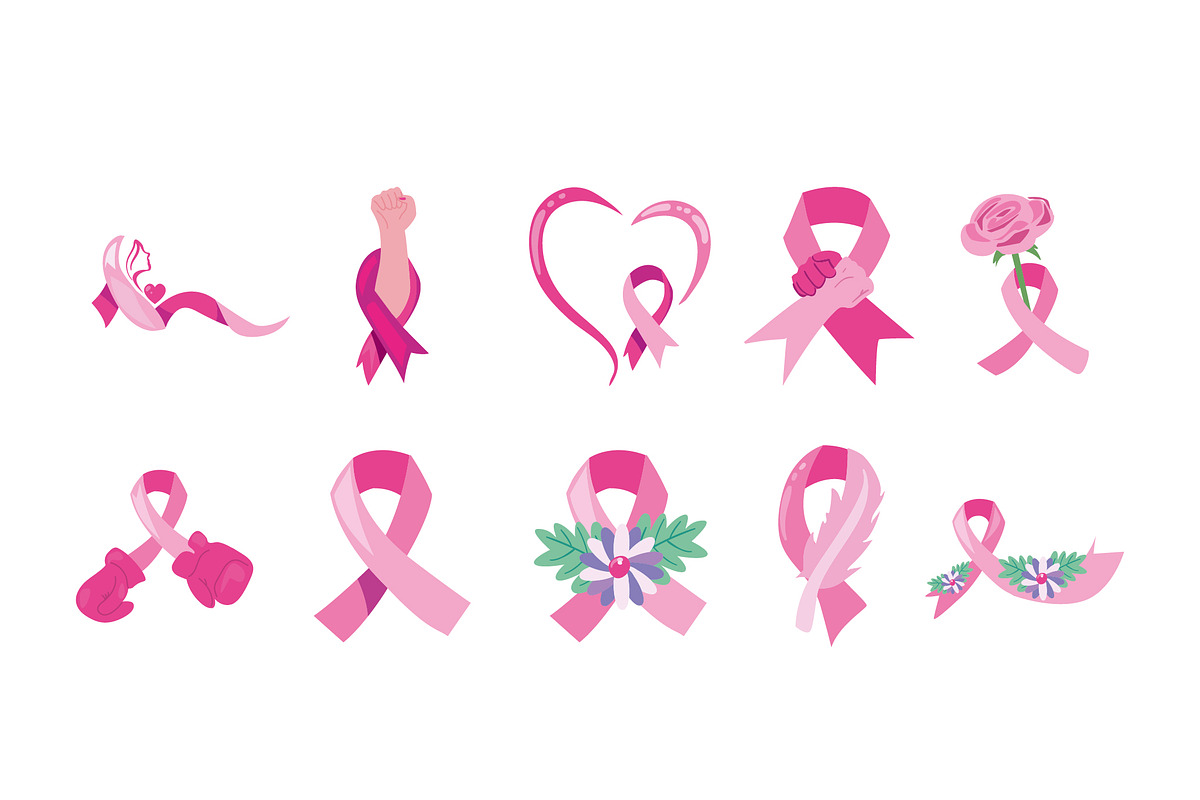 Breast Cancer Ribbon Set