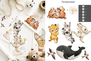 Boho Baby Animal Watercolor Set