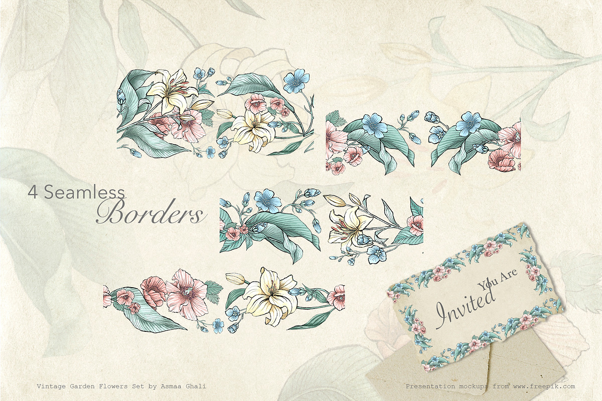 Vintage Garden Flowers, a Decorative Illustration by Evenif (Photo 16 of 22)