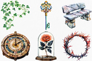 Watercolor Gothic Garden Clipart, an Illustration by Canvas Craft (Thumbnail 6 of 8)