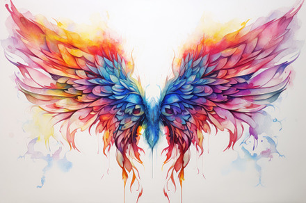 Colorful watercolor wings on white b, a Photo by Iftikhar Alam