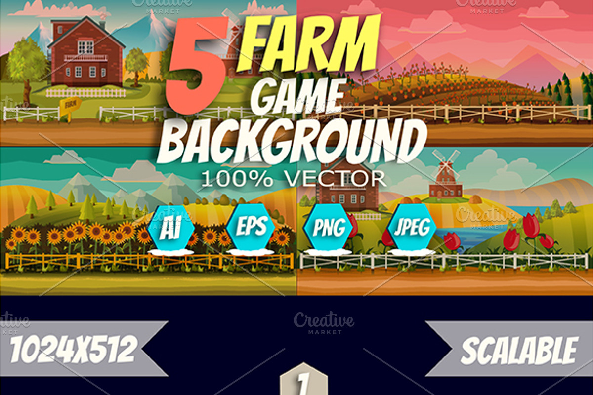 5  Farm Game Backgrounds, a Texture Illustration by 2dvillShop (Photo 3 of 8)