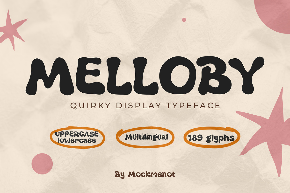 Melloby - Quirky Display Typeface, a Sans Serif Font by Mockmenot (Photo 1 of 7)