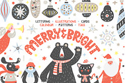 MERRY & BRIGHT - Christmas Set, a Seasonal Illustration by PicByKate (Thumbnail 1 of 11)