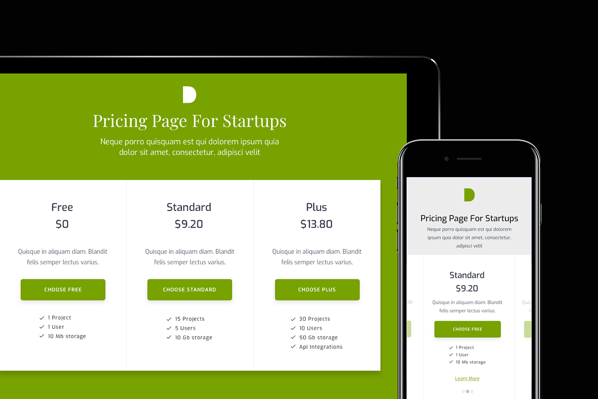 Simple Pricing Page Templates 01, an App Template by DesignBoard (Photo 4 of 13)