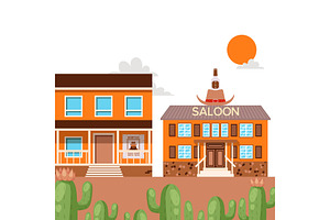 Saloon In Western American Town