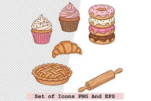 Set of bakery and dessert vector, an Icon by one-touch