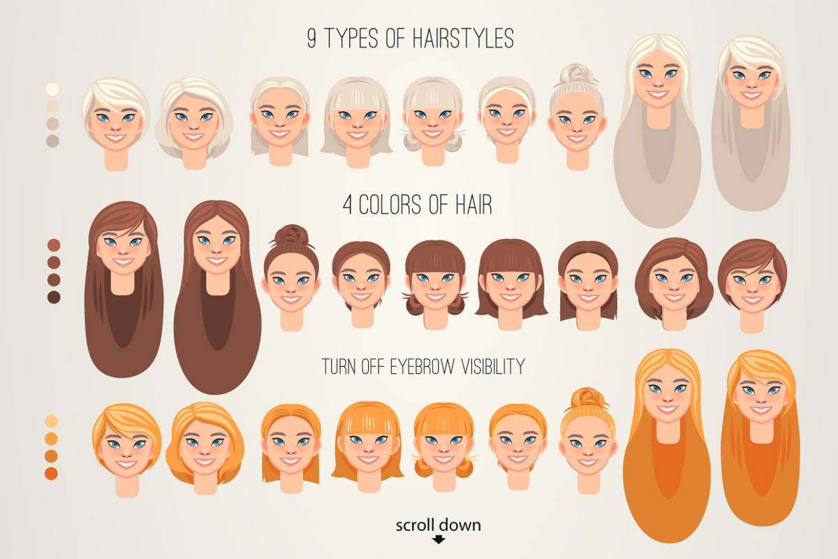 Character portrait creator (PSD), a Person Illustration by Mandarinkas art (Photo 4 of 8)