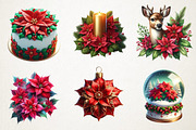 Poinsettia Christmas Watercolor Art, an Illustration by RobertsArt (Thumbnail 4 of 7)