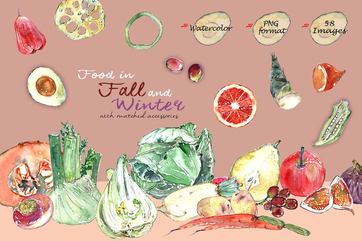 Fall & Winter Food Clipart, a Food Illustration by VianneArt (Photo 1 of 10)