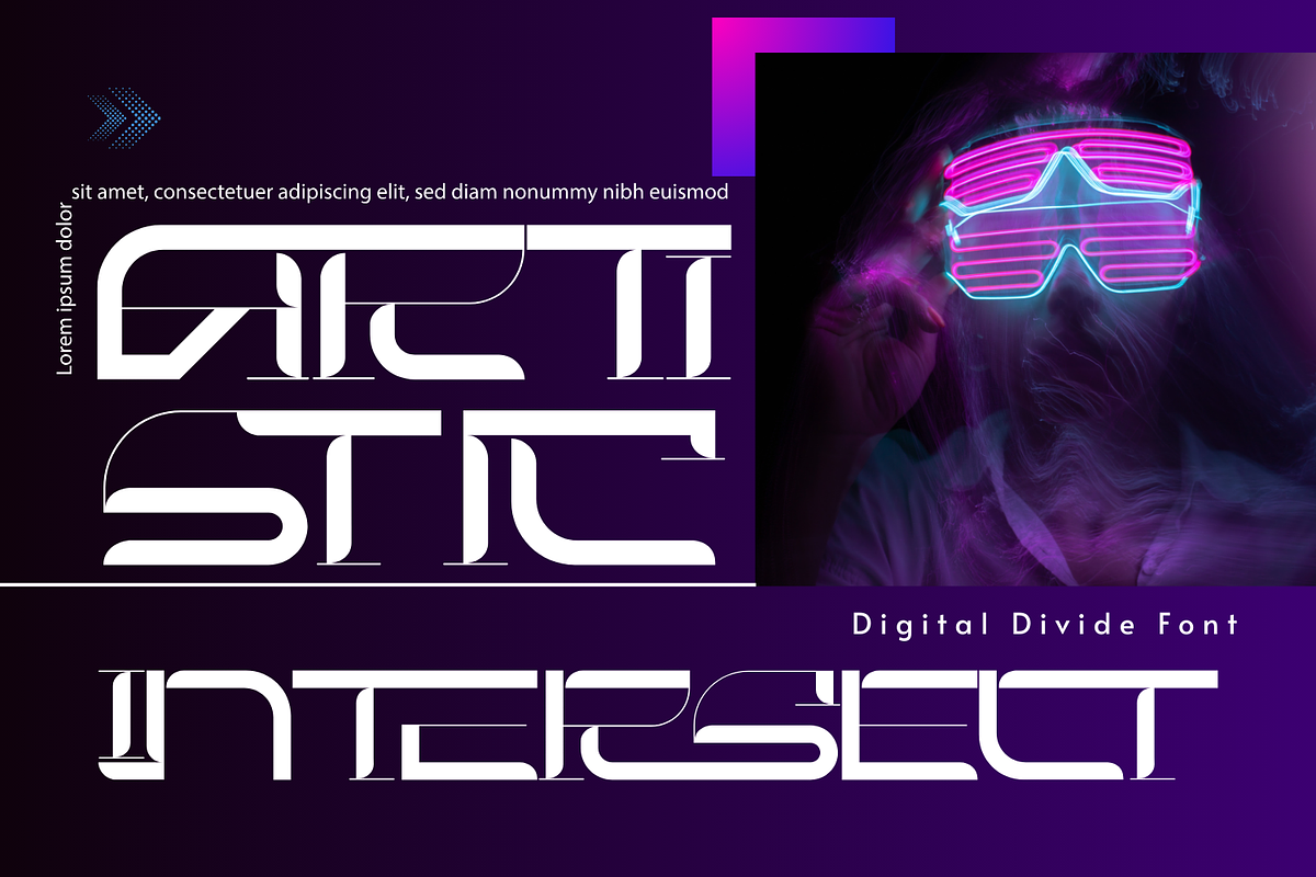 DIGITAL DIVIDE - FUTURISTIC FONT, a Sans Serif Font by 177Studio (Photo 3 of 8)