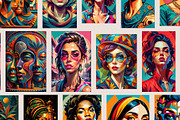 Colorful Abstract Women Wall Art, a Wallpaper Graphic by Helospace (Thumbnail 8 of 10)