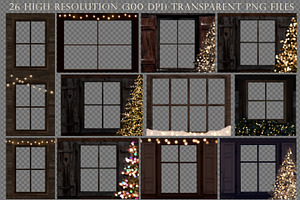 Christmas Window And Lights Overlays