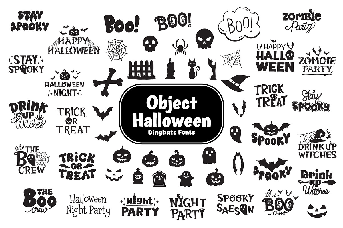Object Halloween Dingbats Fonts, a Symbol Font by Fox7 By Rattana (Photo 1 of 6)